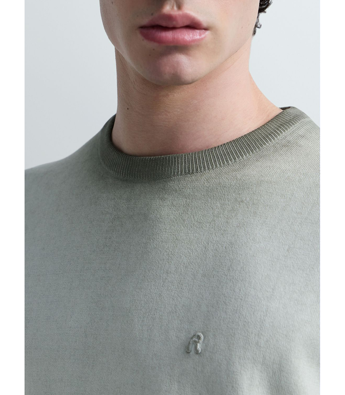 オンブレコットンクルーネックハーフスリーブセーター 詳細画像 モスグリーン 6